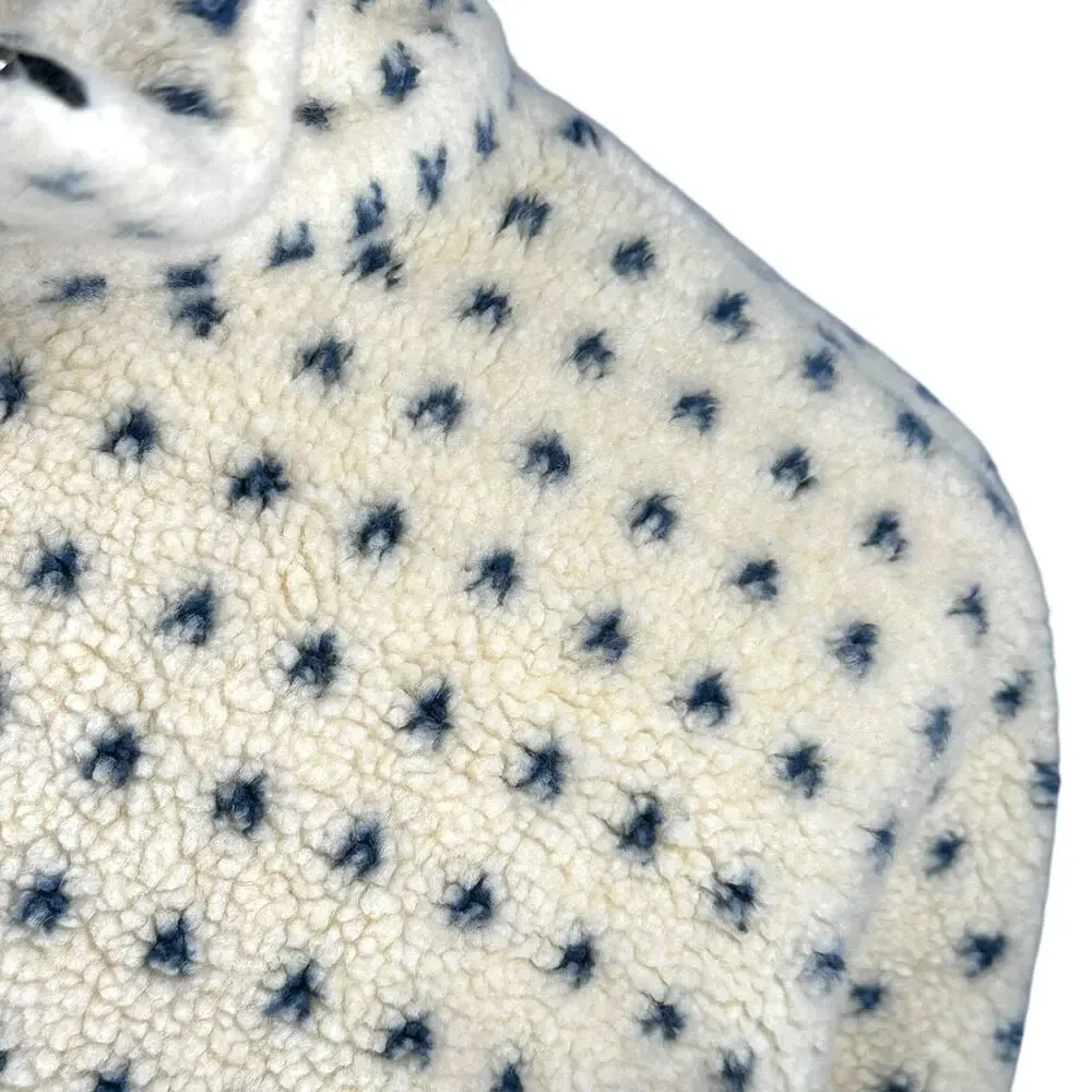 Vintage‎ Big Chill 1/4 Zip Fleece Jacket Adult XL Cream Blue Fair Isle Winter